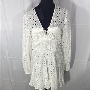Gianni Bini Katrina White Eyelet Dress Size M